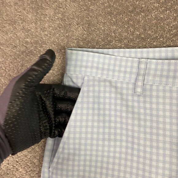 NWOT Jack Nicklaus Shorts Mens 36 Golf Flat Front Performance Blue Gingham Check - Picture 3 of 11